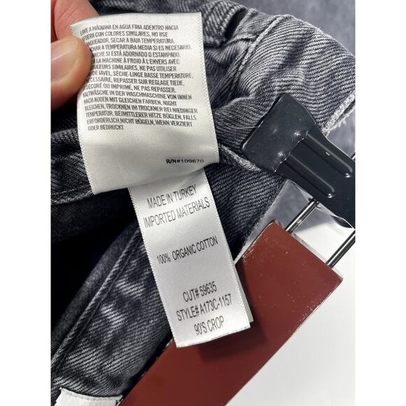 Agolde 90’s Crop Black Shutter Loose Fit Distressed Button Fly Denim Jeans Pants - Picture 12 of 15